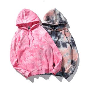 Custom Embossed Logo Crewneck Tie Dye Sweatshirt Loose Pullover Hoodie Women