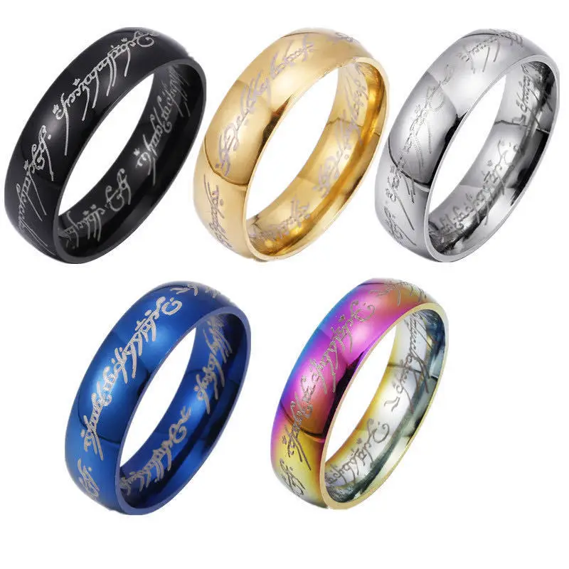 6MM Stainless Steel Laser Engraving Exquisite Couples Wedding Rings, Men And Women Fashion Movie Jewelry Gifts Wholesale