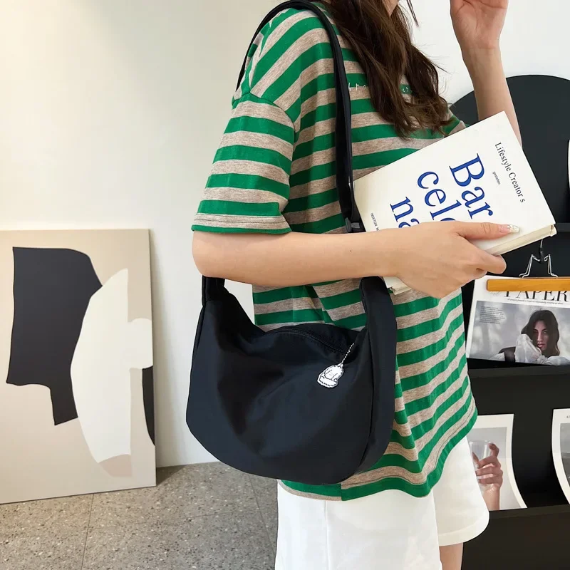 Cute Japanese Canvas Casual Teenage School Bag Aesthetic Sweet Messenger Bag Large Capacity Shoulder Bag Crossbody Bags